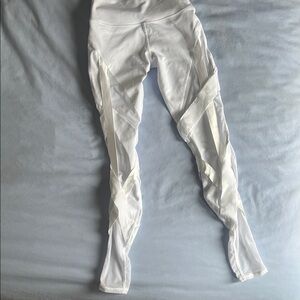 ALO White Mesh Panel Leggings